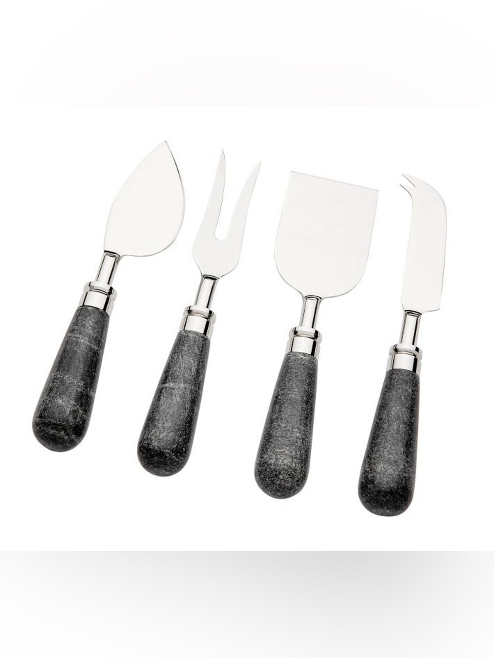 Pottery Barn Charcoal Marble Cheese Knives - Set Of 4 Gift Box